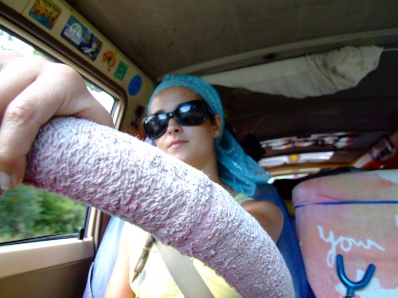 Woman looks cool at the wheel